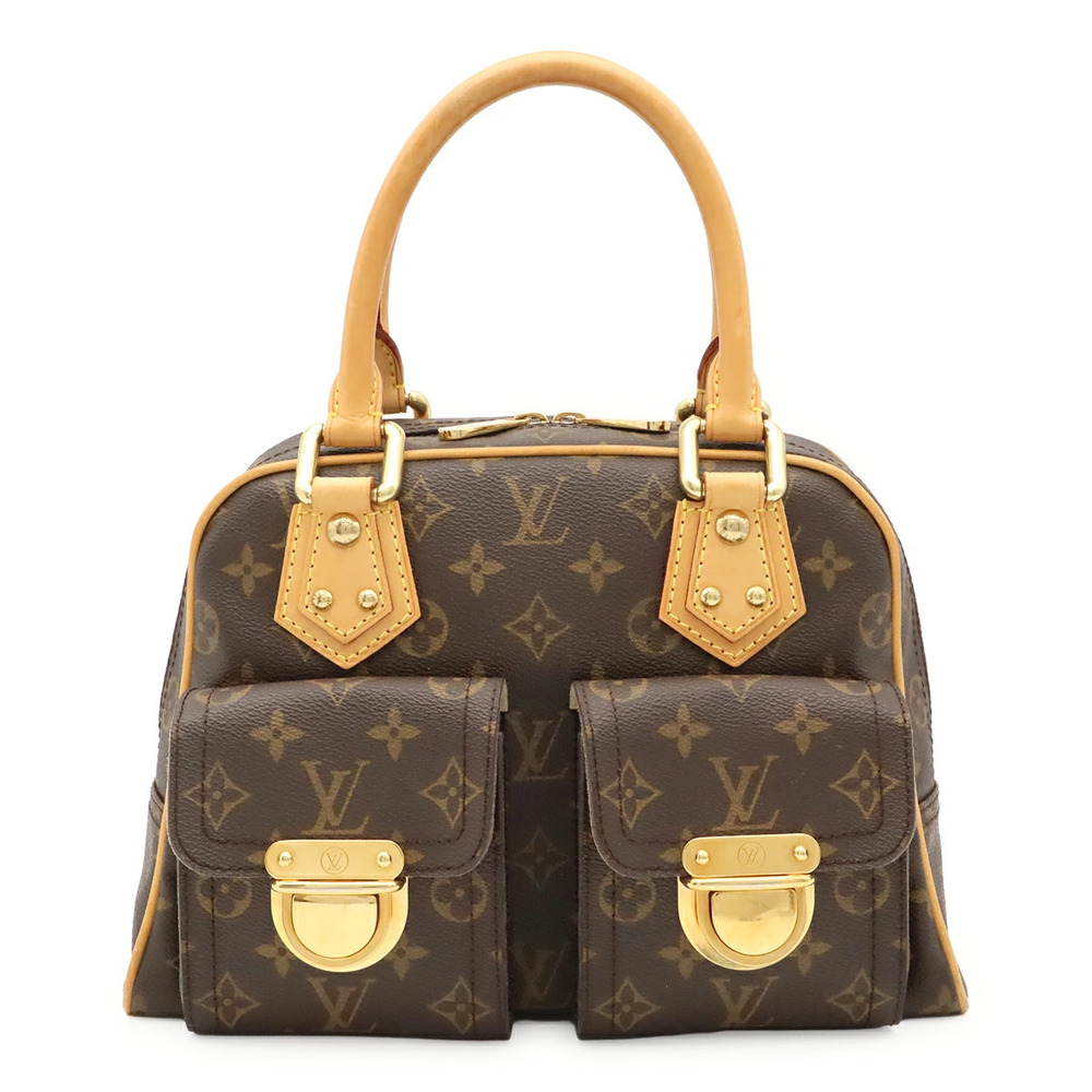 Louis Vuitton Monogram Manhattan Top Handle Bag Canvas Leather Brown